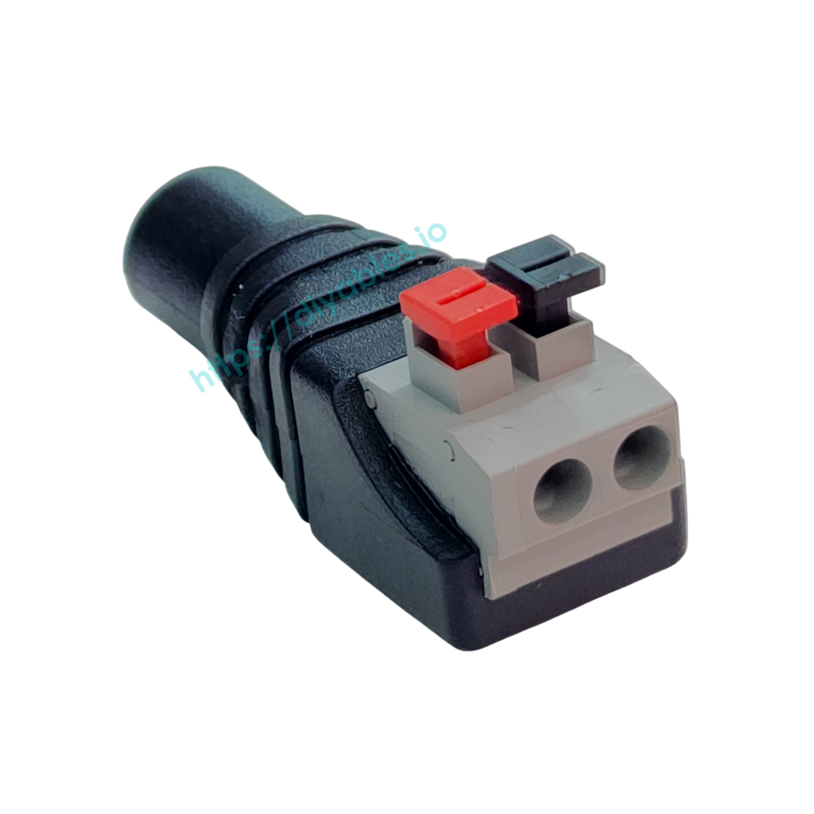 5.5 x 2.1mm Female DC Jack to 2-Pin Spring Terminal Block, Quick Connect Press-Type Adapter