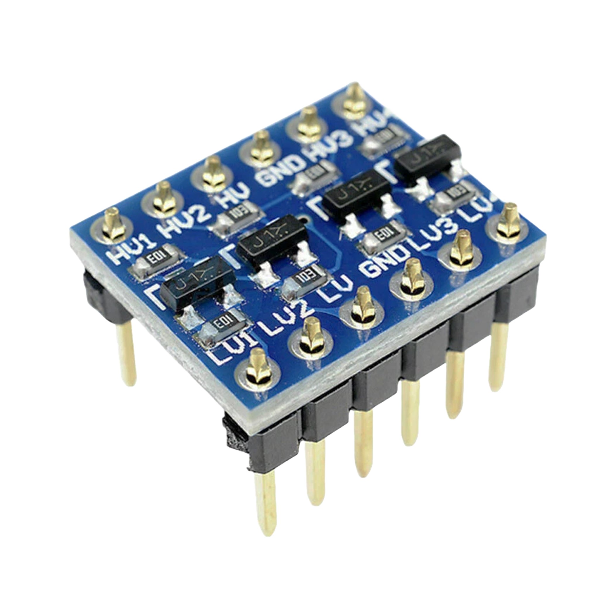 DIYables 4-channel I2C level converter module with presoldered headers and HV LV pin labels