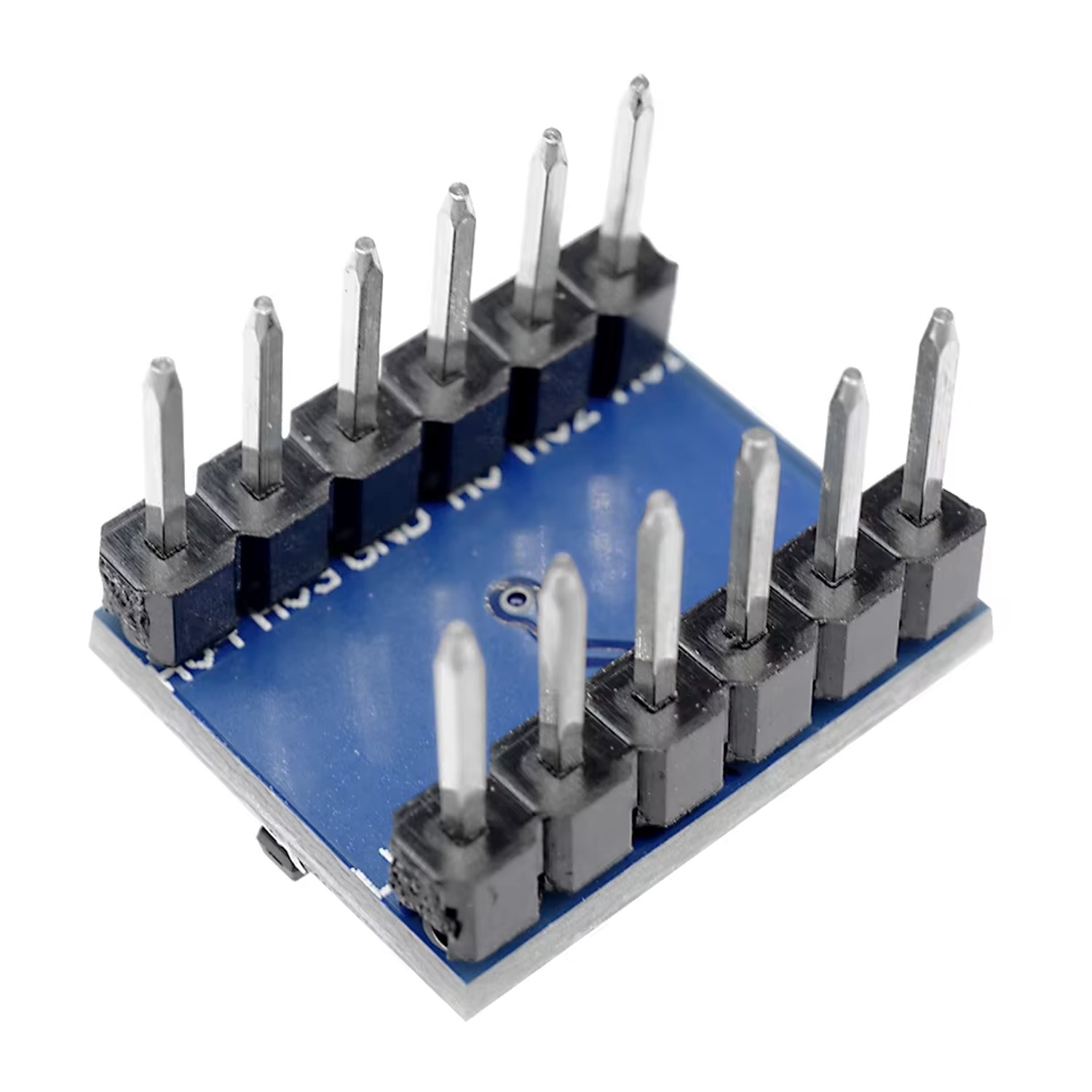 Pin side of the level converter showing both presoldered header rows ready for breadboards