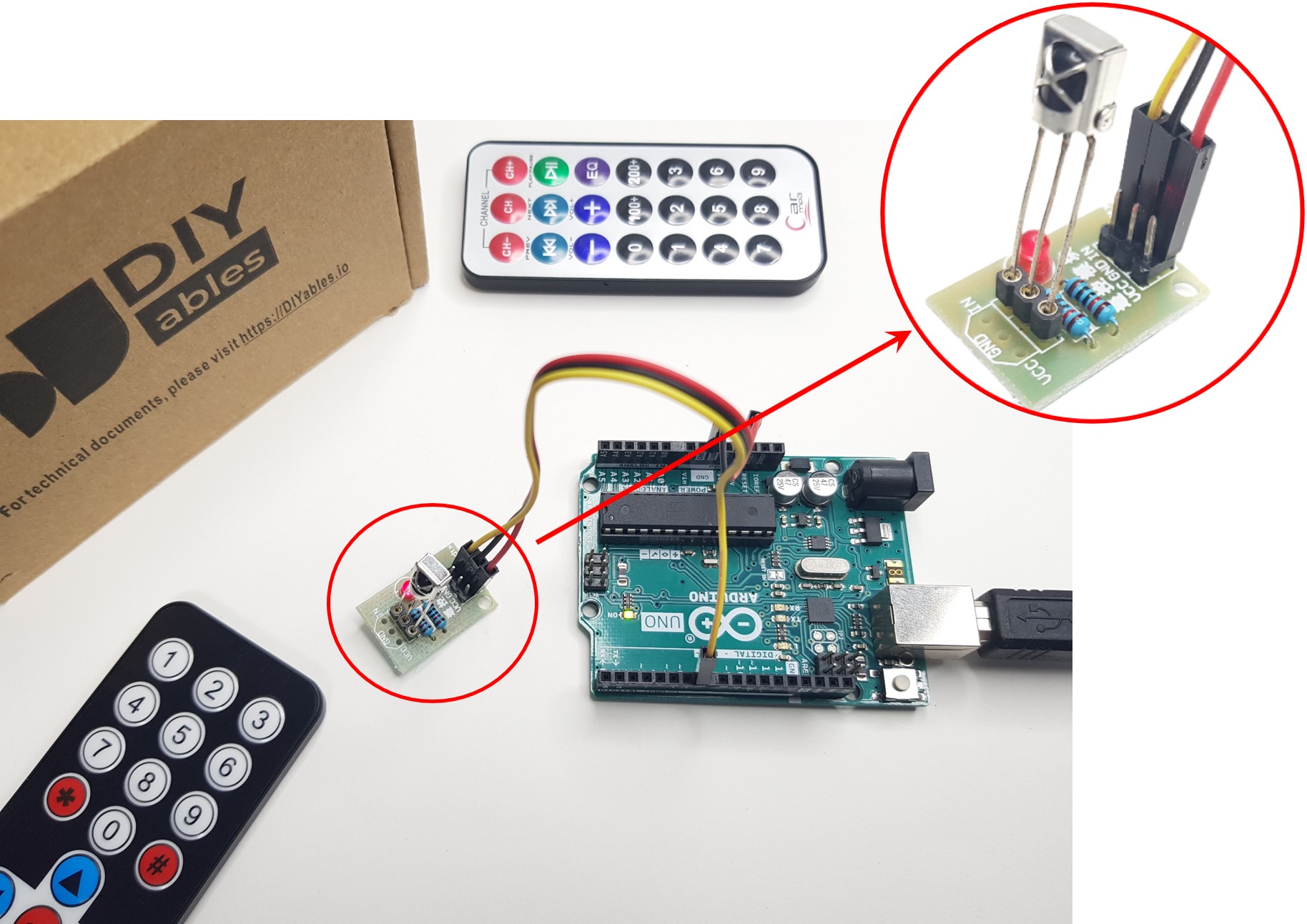 Infrared IR Receiver sensor and adapter arduino