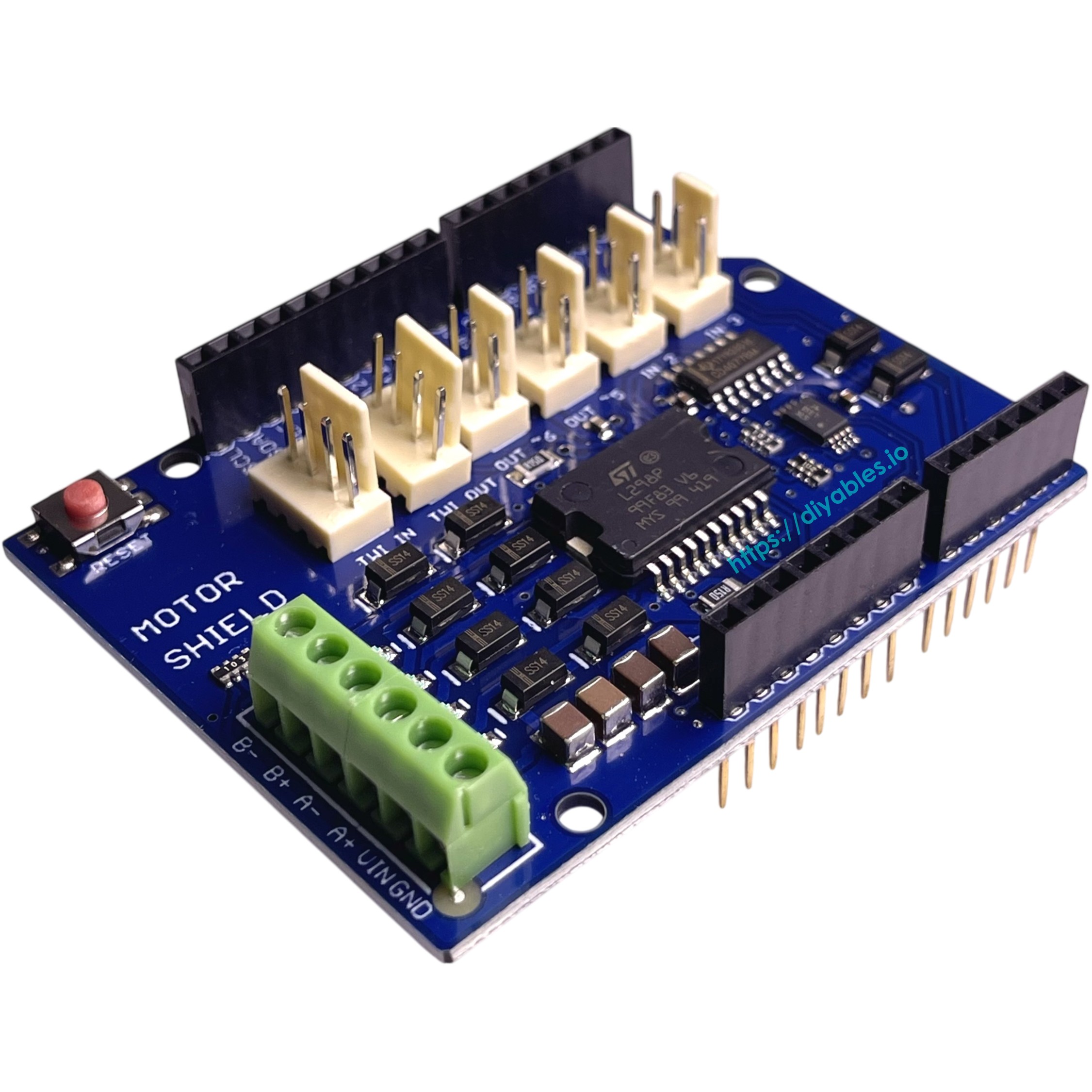 L298P dual H-bridge motor driver shield for Arduino Uno R3 R4 Mega Due controlling DC stepper motors