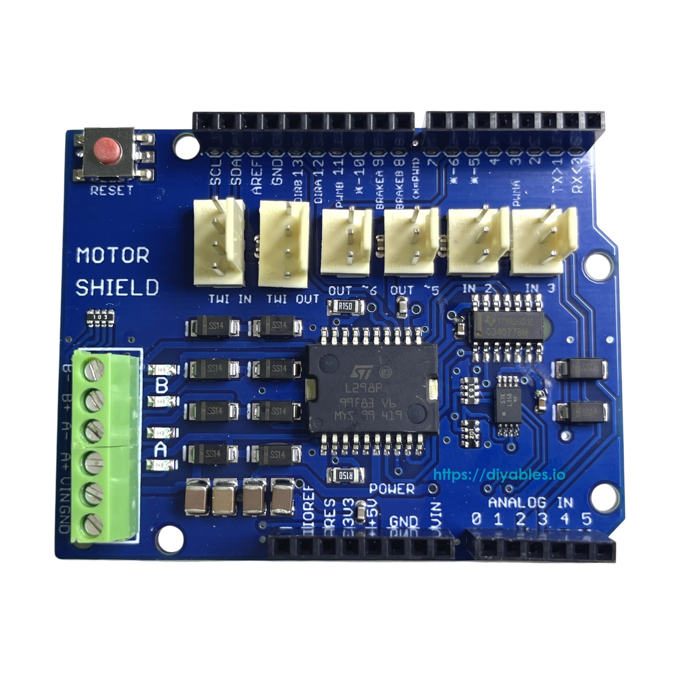 L298P motor driver shield specifications thermal shutdown overcurrent protection features