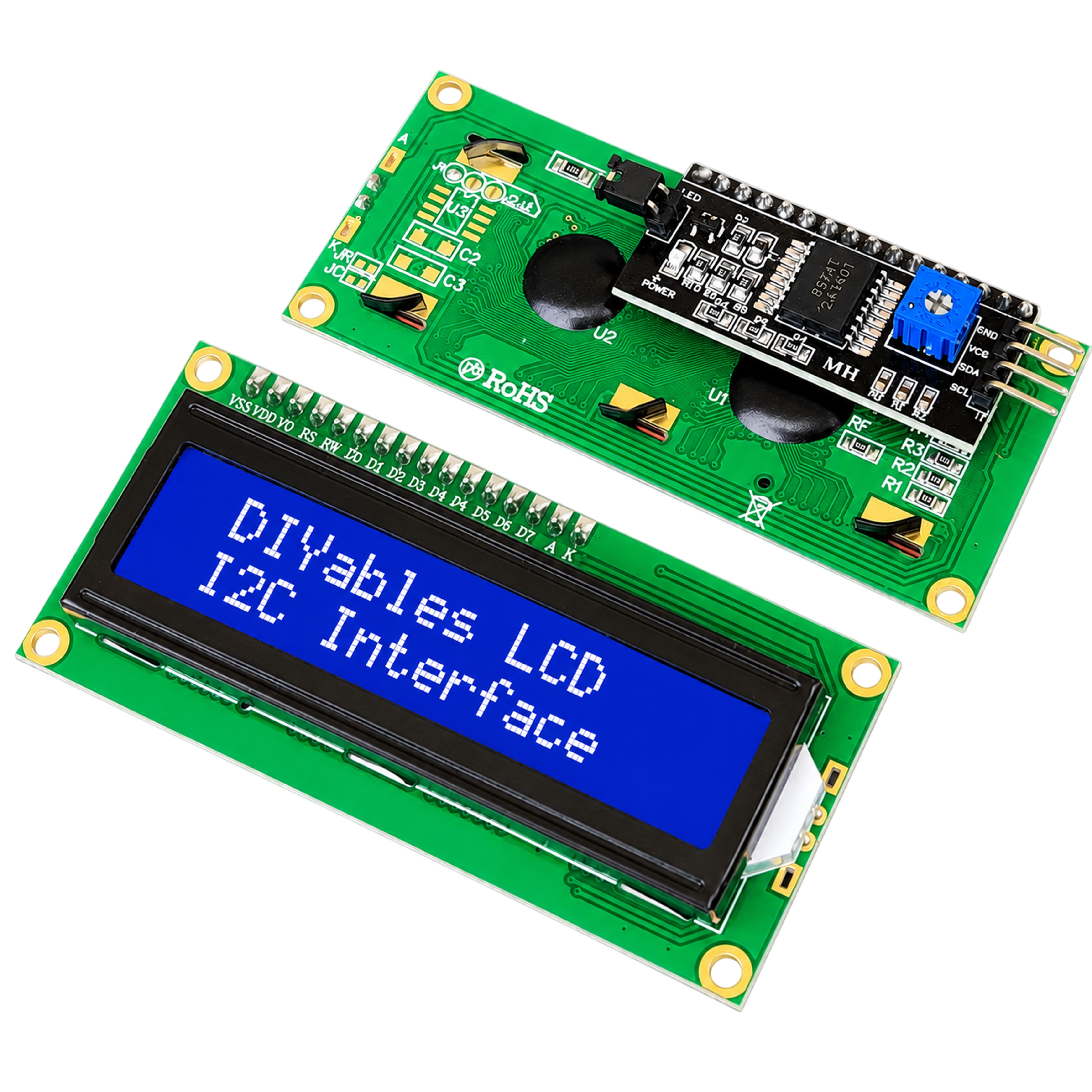 16x2 character LCD display with I2C interface module
