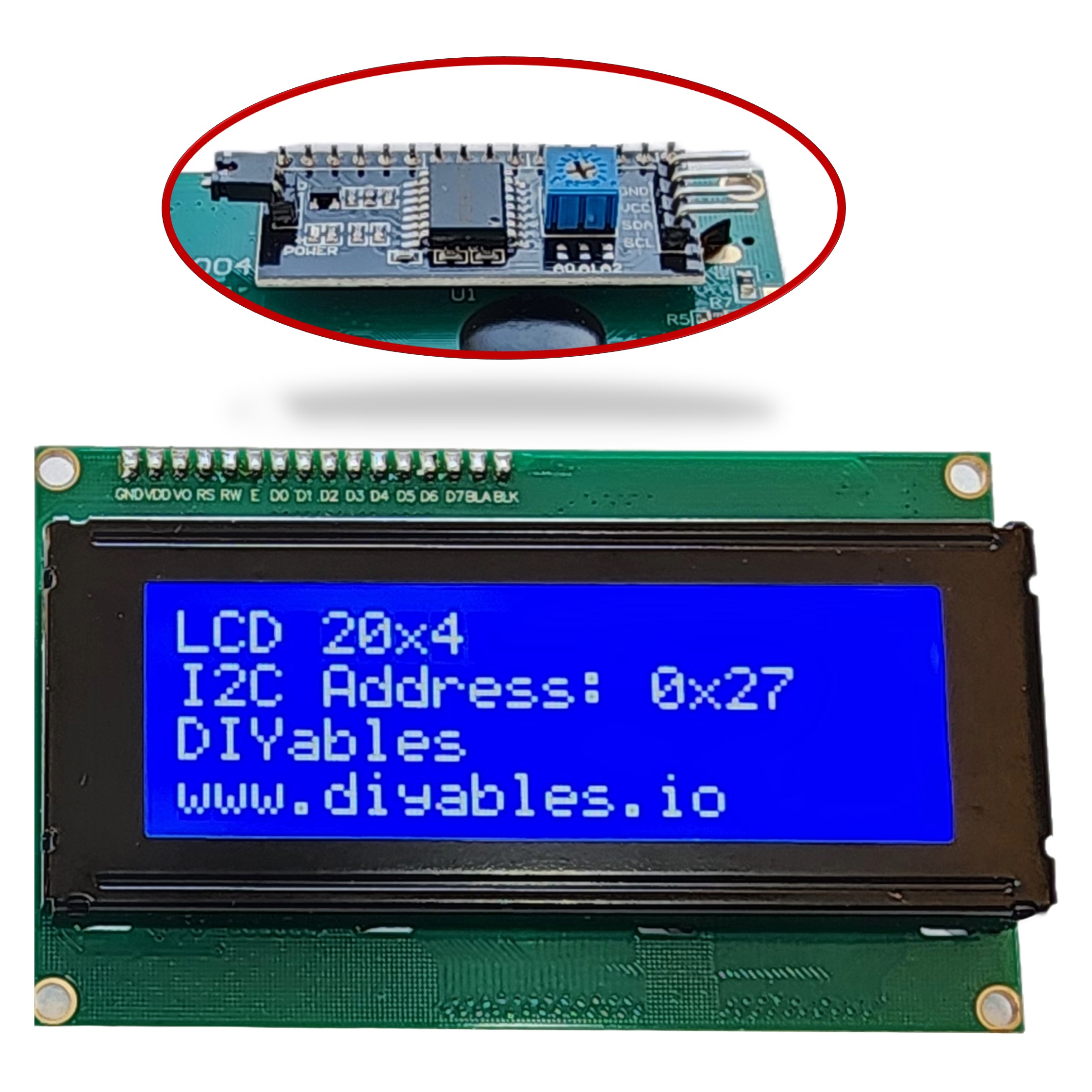 LCD 2004 I2C 20x4 Display, Blue Backlight for Arduino, ESP32, ESP8266, Raspberry Pi