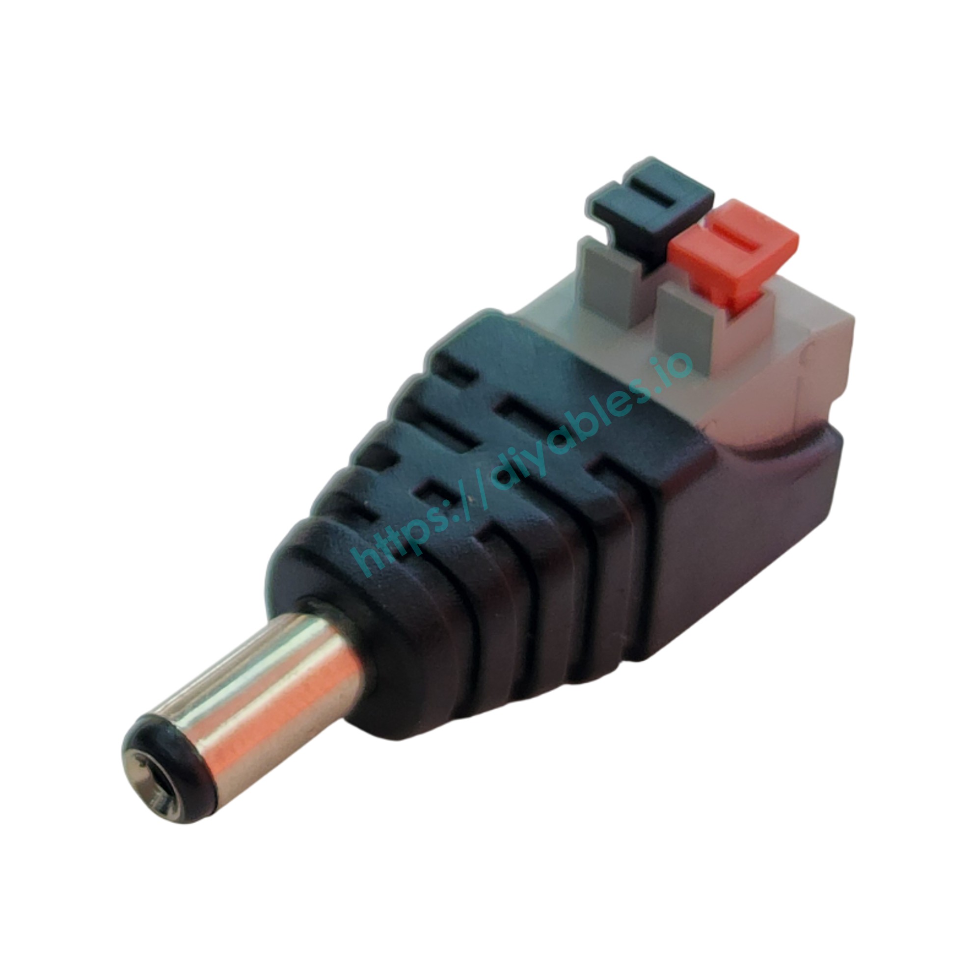 Tool-free DC power plug adapter with flame-retardant housing for Arduino ESP32 ESP8266 projects