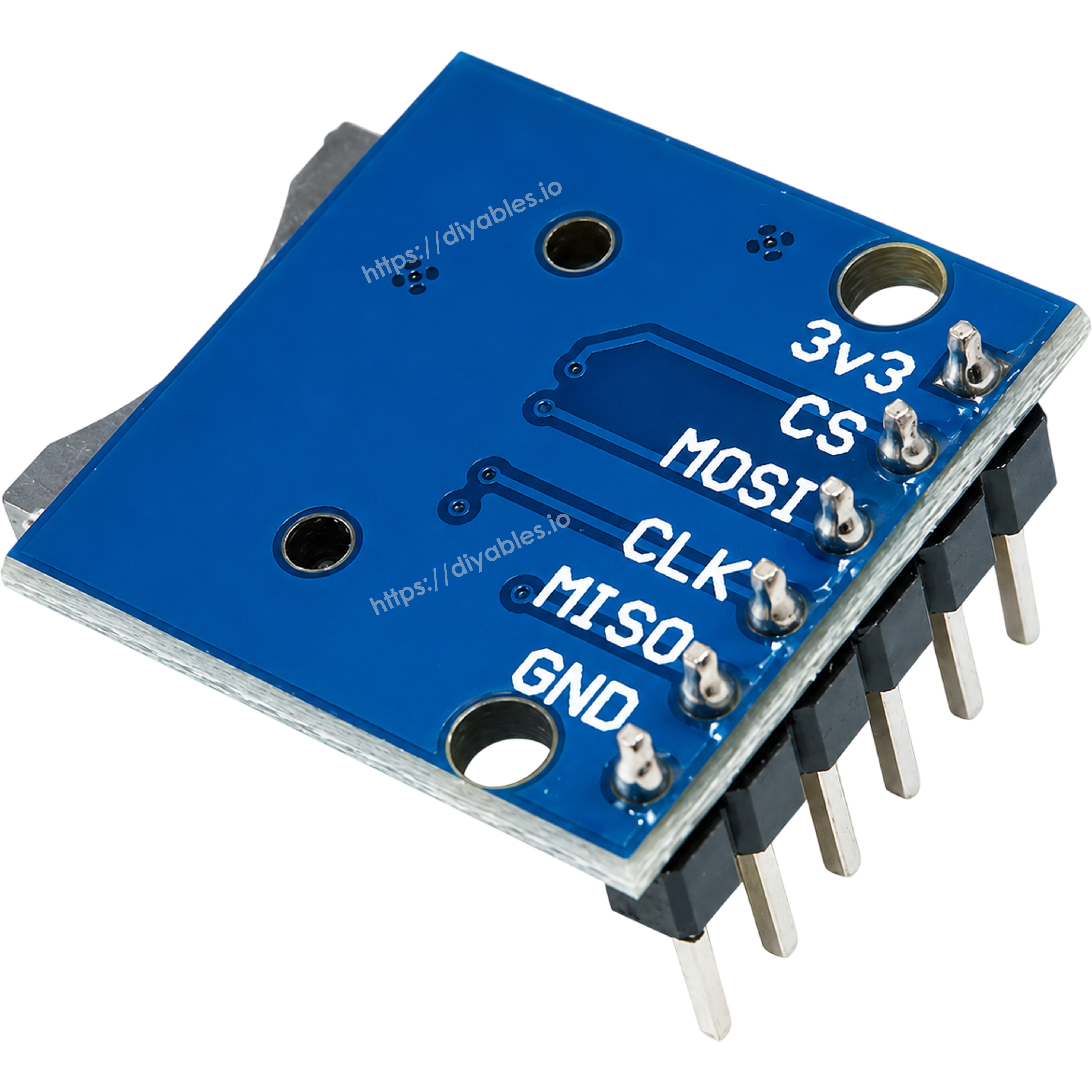 Micro SD card module back side labeled 3v3 CS MOSI CLK MISO and GND