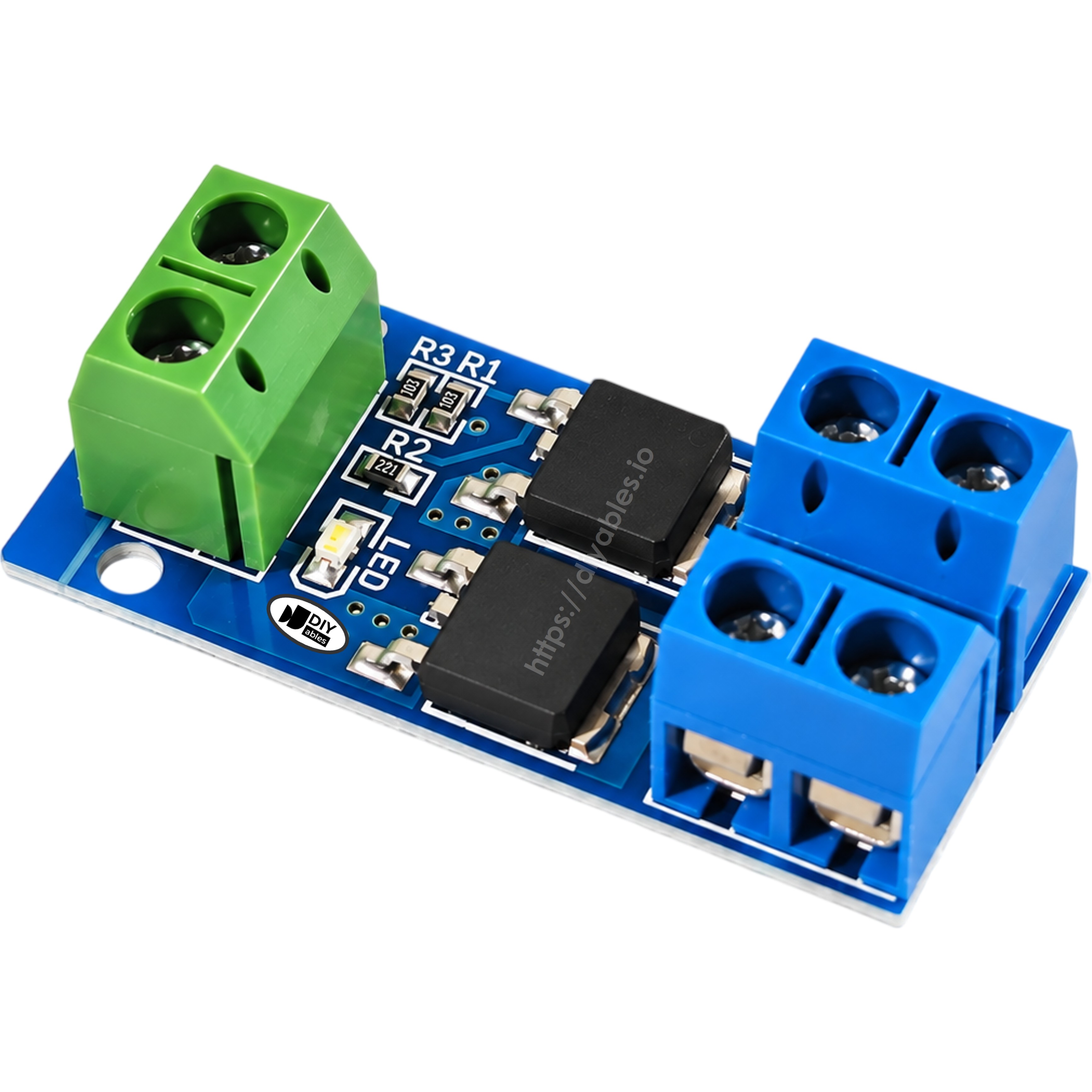 DIYables MOSFET PWM trigger switch driver module with presoldered screw terminals on both sides