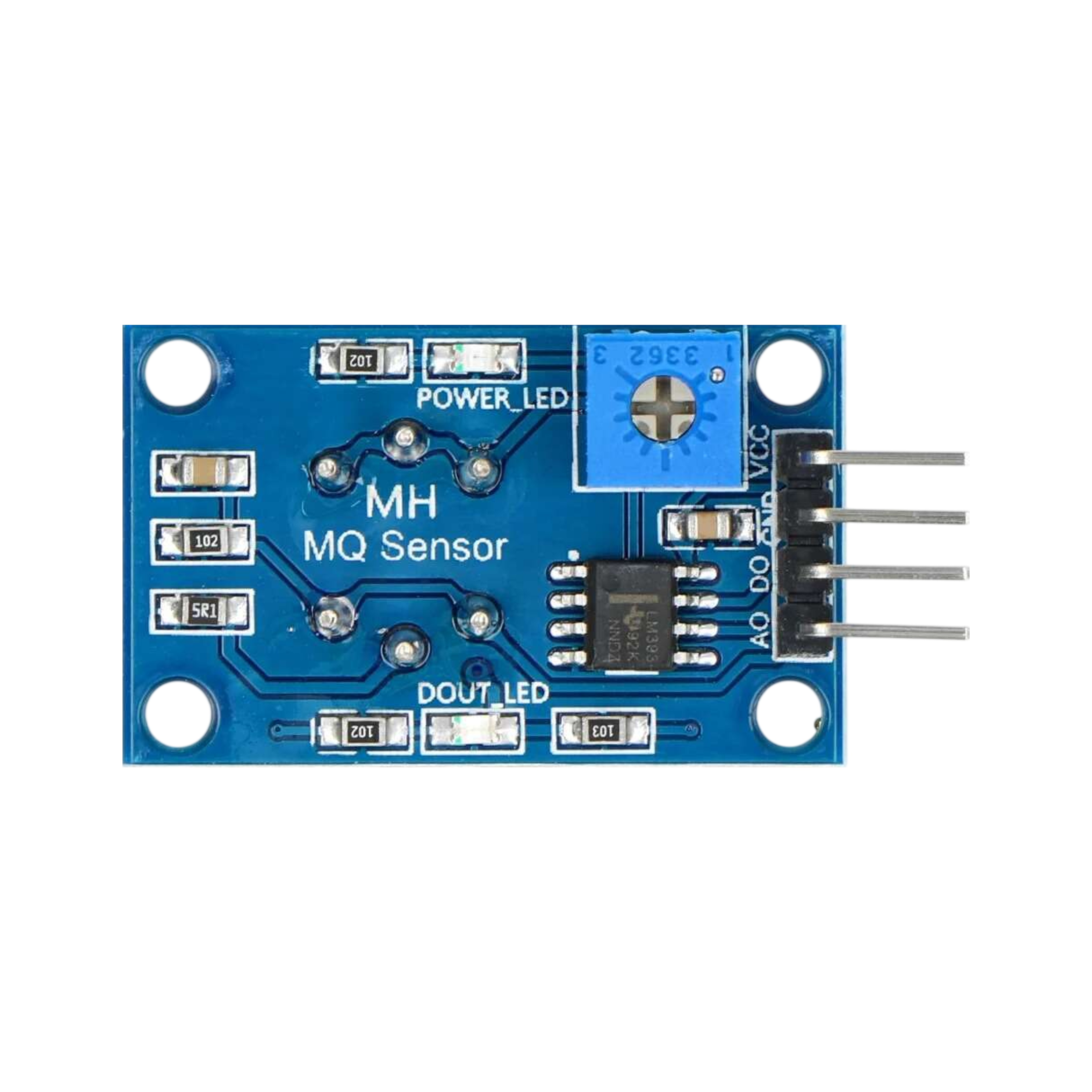 MQ3 Ethanol Vapor Detection Module showing pin configuration and LED indicators