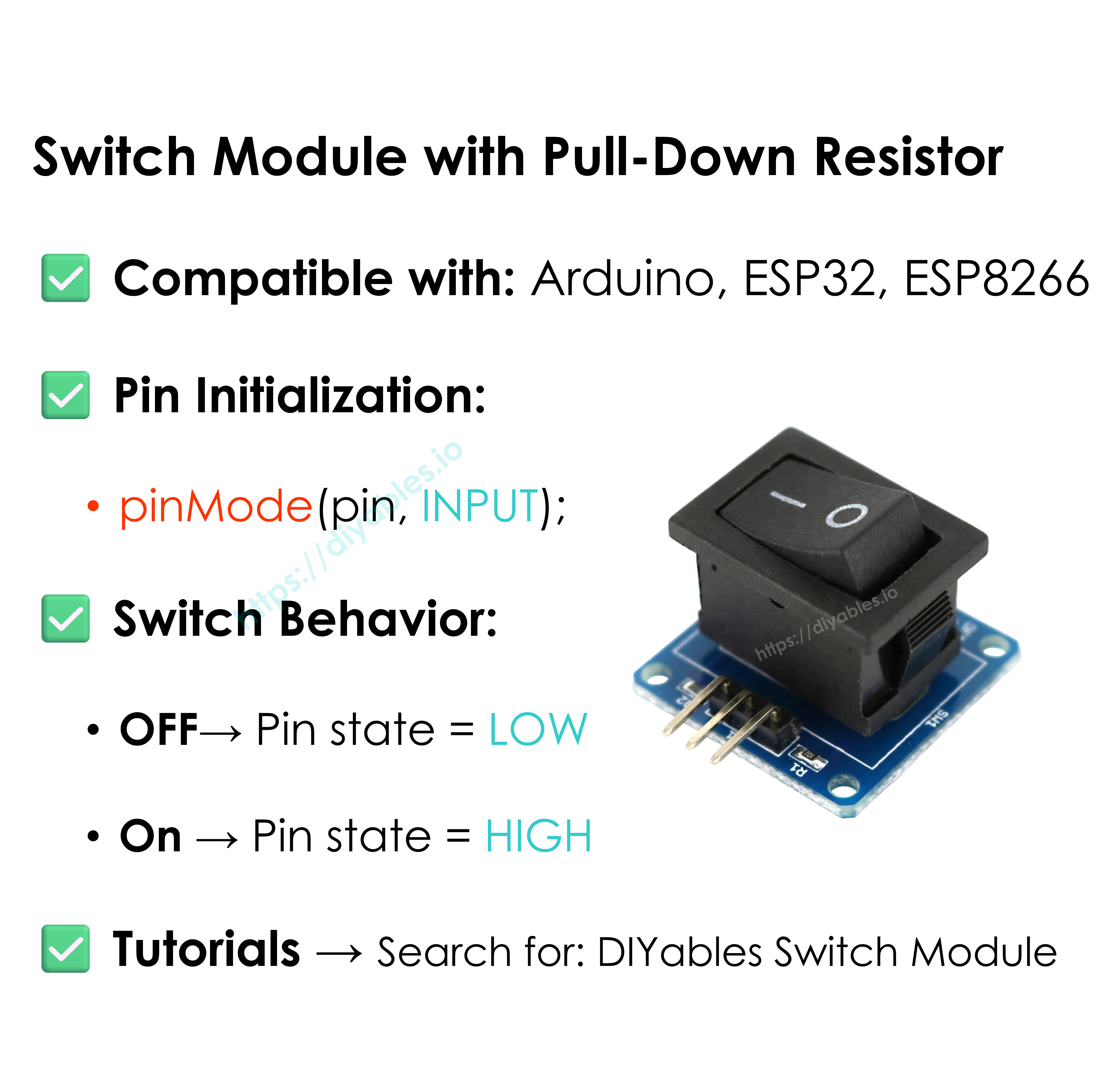 Toggle switch control board with high-low level output for Arduino ESP8266 projects