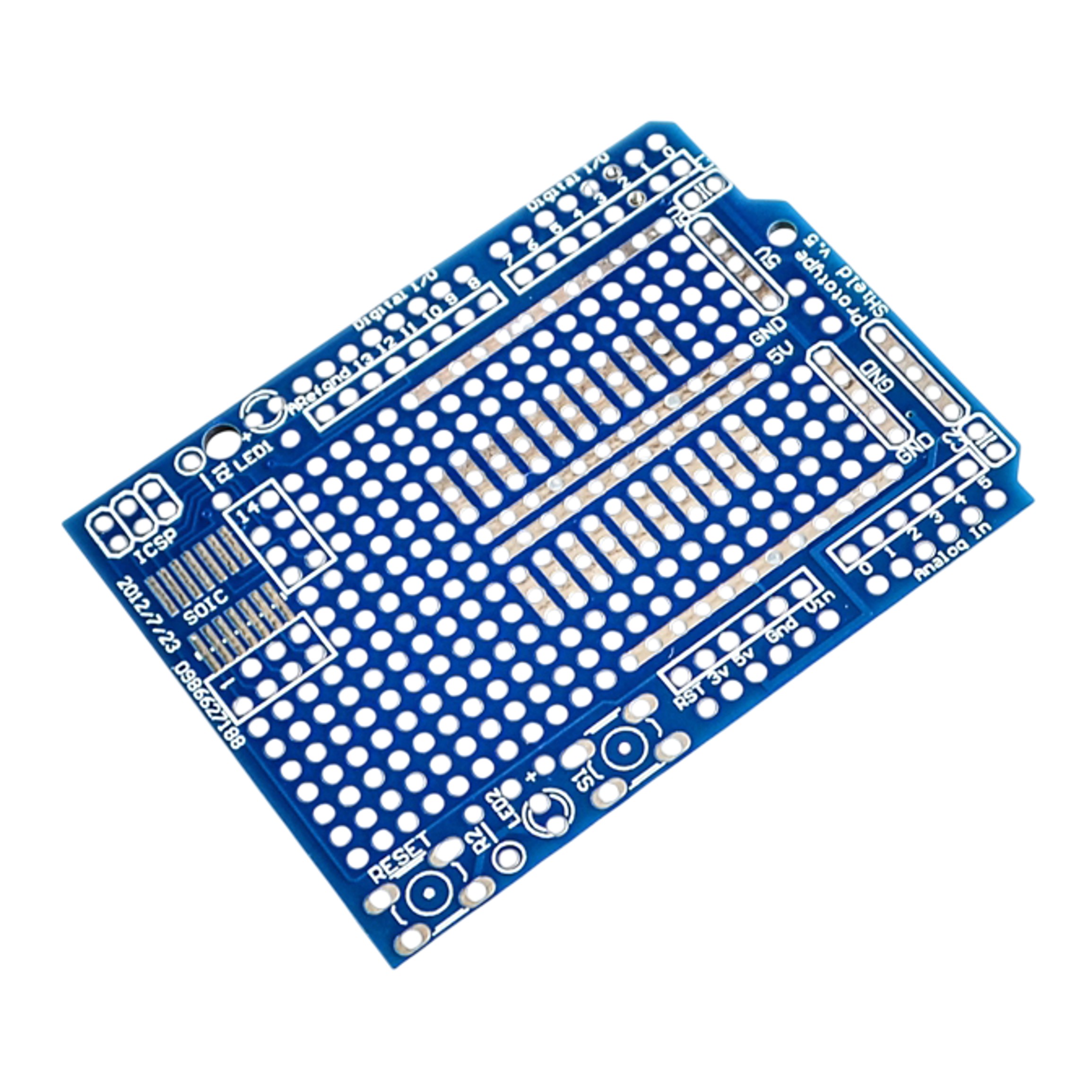 Prototype PCB Expansion Board Blue Experiment Shield with Long Pin Headers, UNO Form Factor, FR-4 PCB