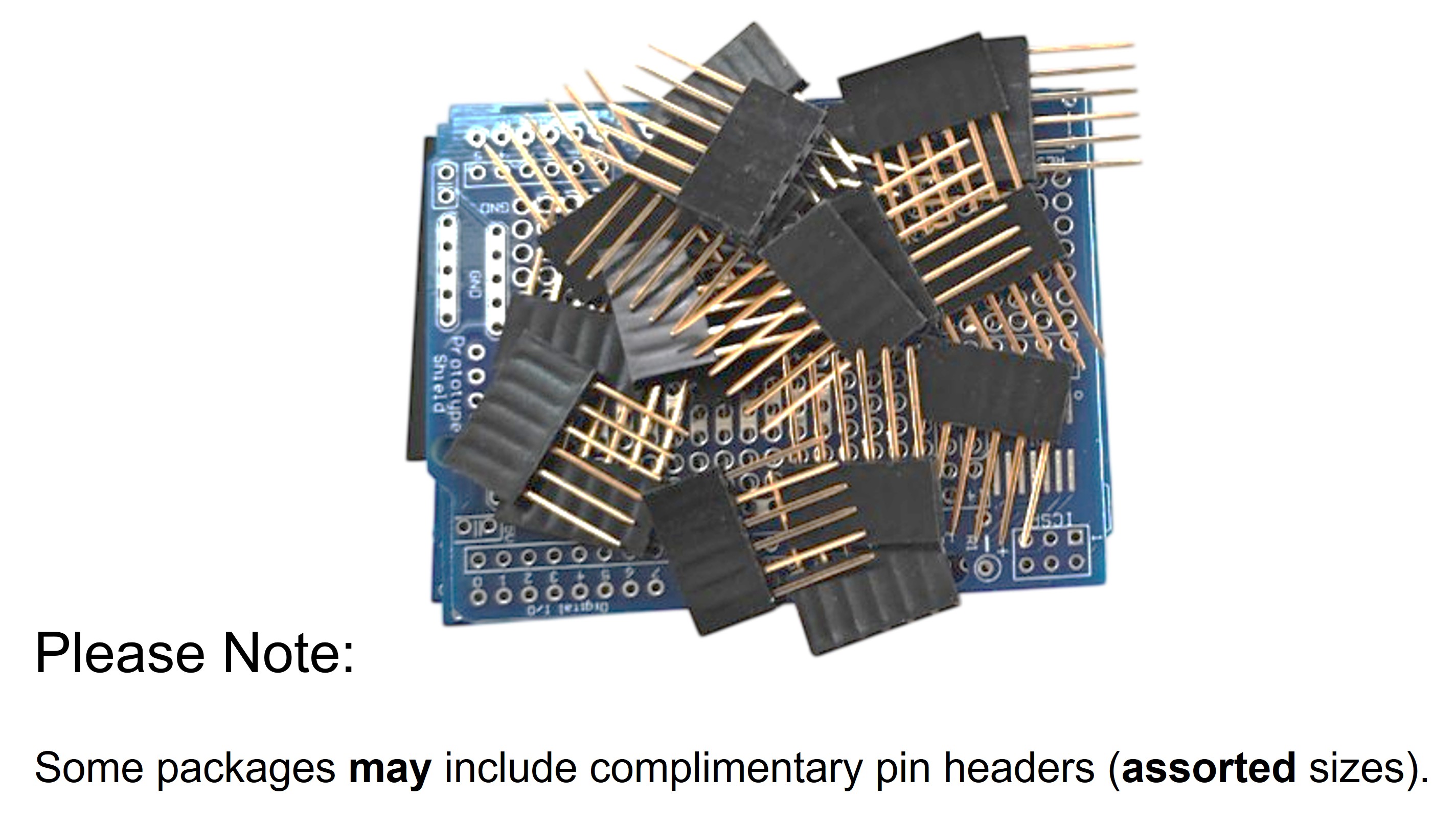 Blue experiment shield stacked on Arduino UNO board showing pin header compatibility