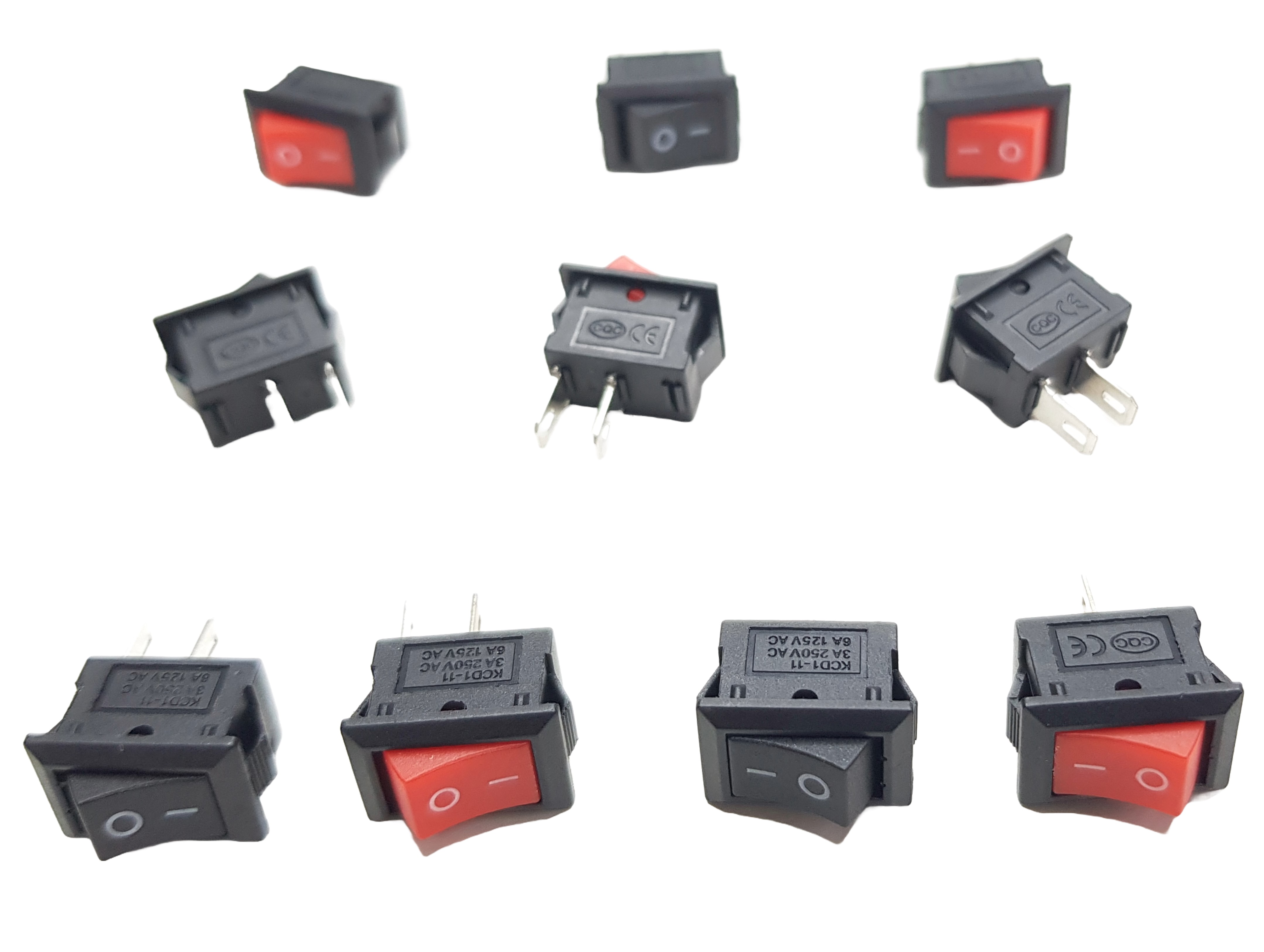 ON/OFF Rectangle Rocker Switch for Arduino, ESP32, ESP8266, Raspberry Pi, Black and Red