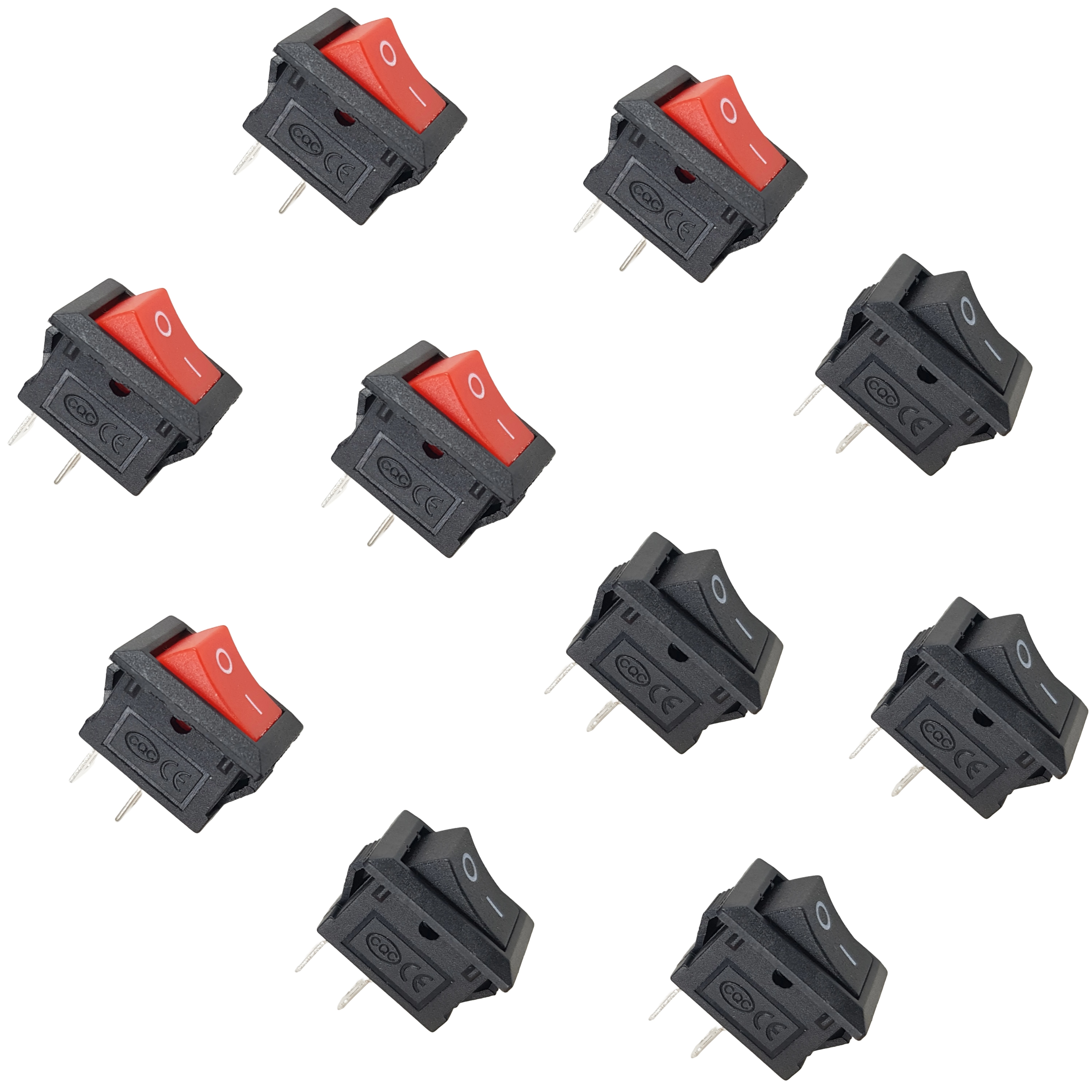 ON/OFF Rectangle Rocker Switch for Arduino, ESP32, ESP8266, Raspberry Pi, Black and Red