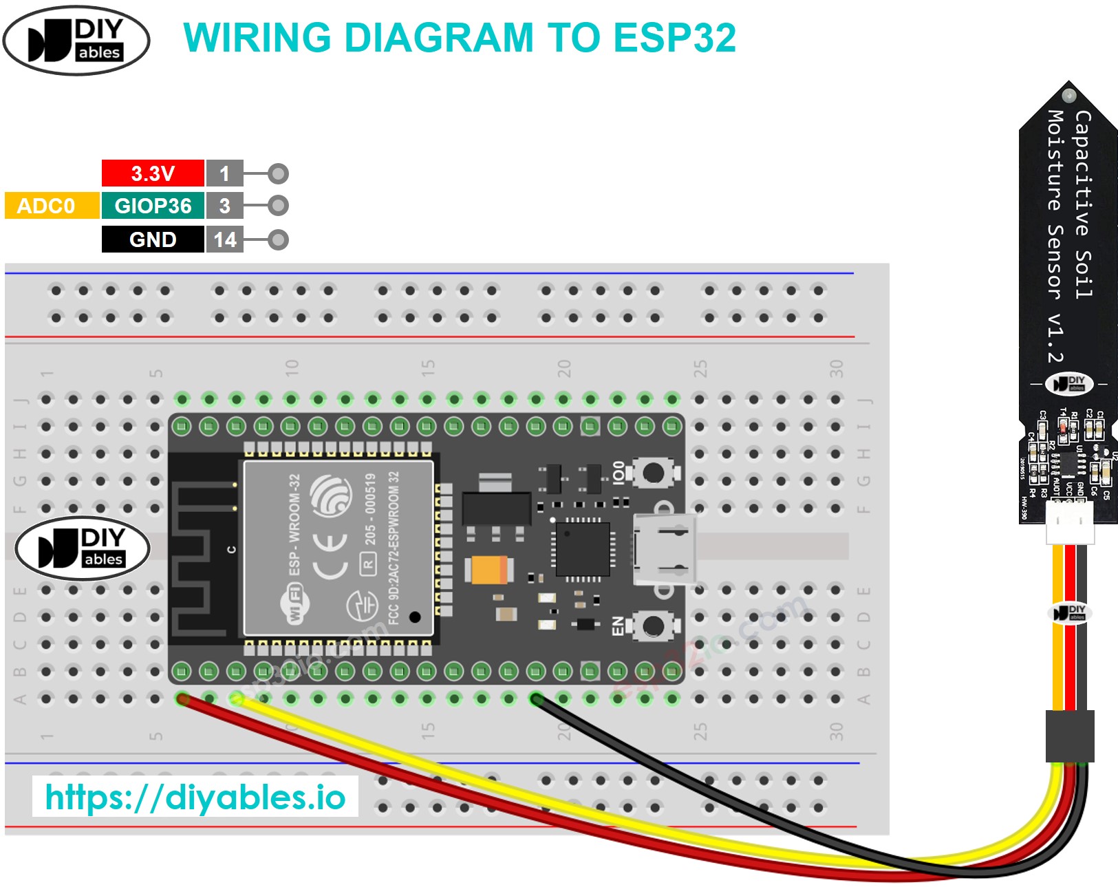 Capacitive Soil Moisture Sensor Module for ESP32