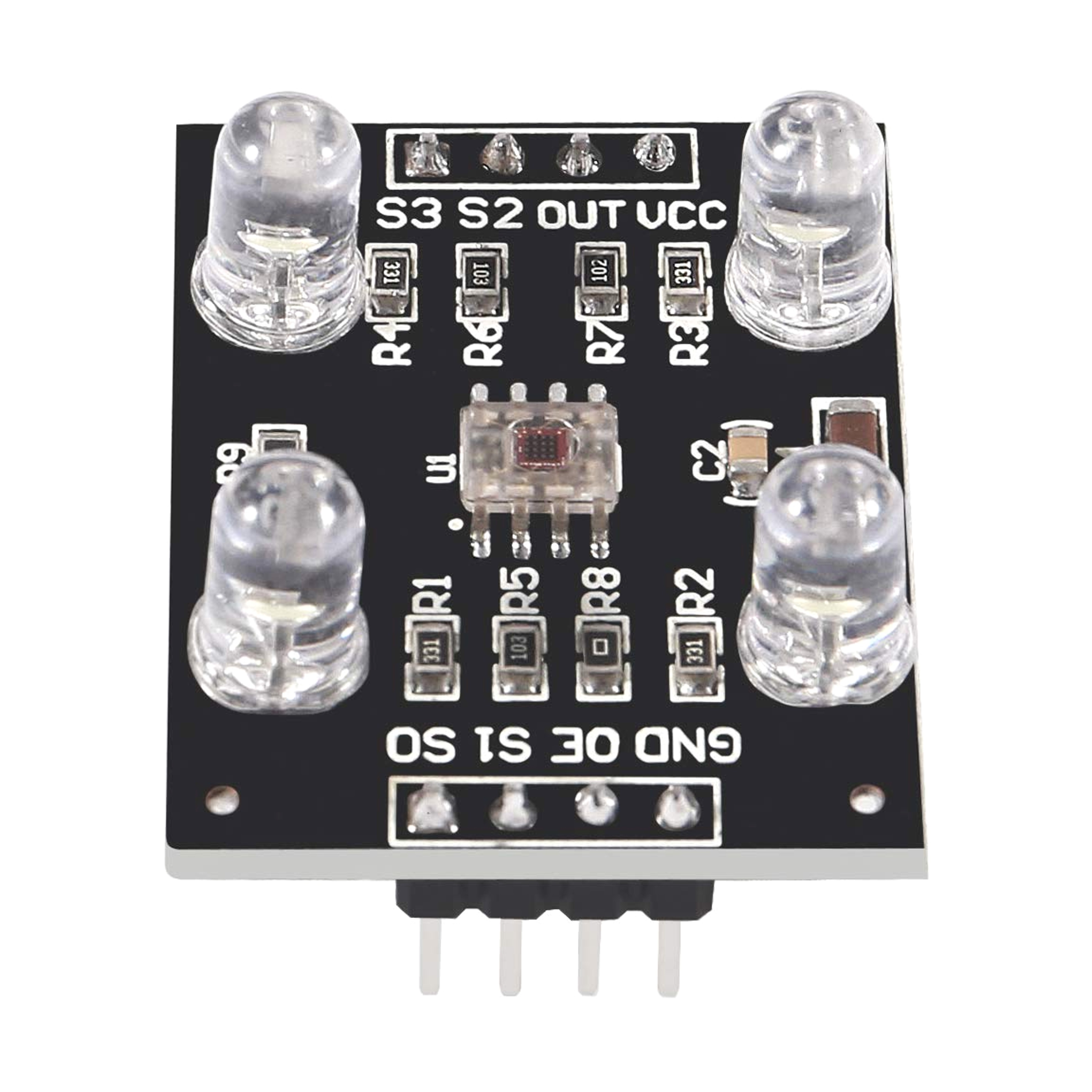TCS3200D Color Sensor Module with photodiode array and white LED illumination